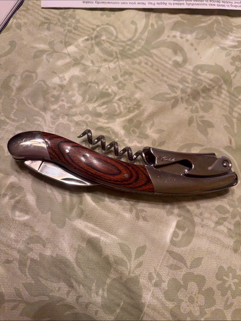 Laguiole Waiters Corkscrew Rosewood Wine Opener Wood Inlay Ergonomic Handle EUC
